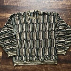 Vintage protege 3D knit chunky neutral coogi style biggie sweater medium